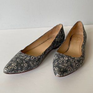 Cole Haan Embossed Leather Magnolia Skimmer Pointed Toe Ballet Flats Sz 5.5